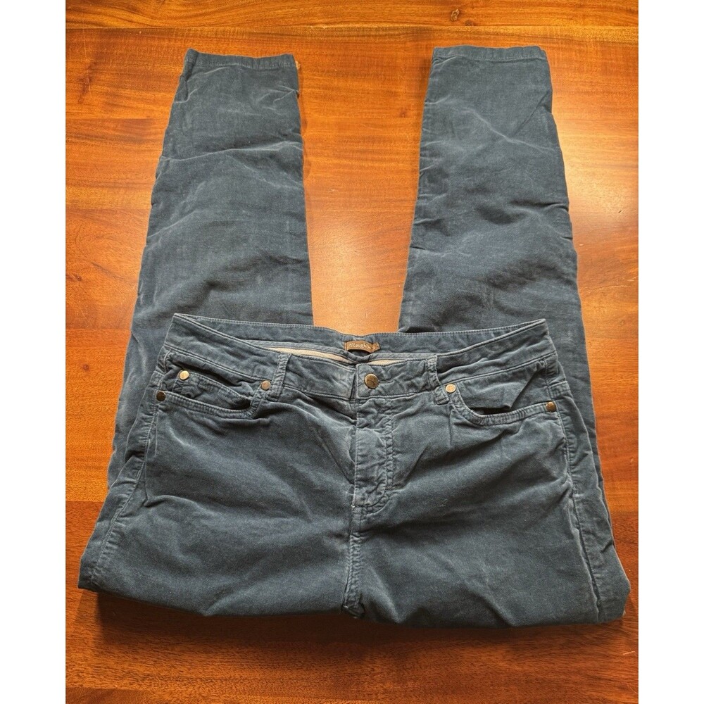 J.McLaughlin Women's Size 8 Blue Velour Pants Stretch Cotton Blend Five-Pocket